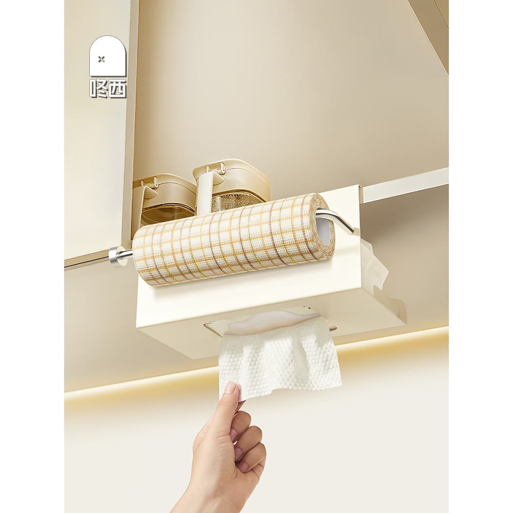 Dongxi suporte de toalha de cozinha, sem perfuração, pendurado, armário, lenços umedecidos, rolo de papel, pano, envoltó