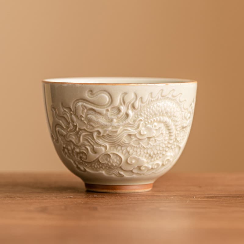 Esmalte apertado em relevo padrão de dragão xícara de chá mestre chinês Kung Fu xícara de chá High-End único conjunto de