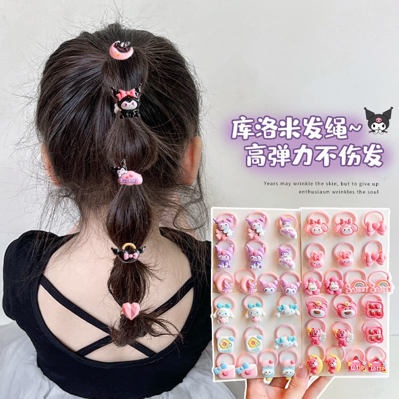 Bebê polegar anel de cabelo crianças amarrar cabelo boa elasticidade durável bandana não machuca o cabelo meninas Kuromi