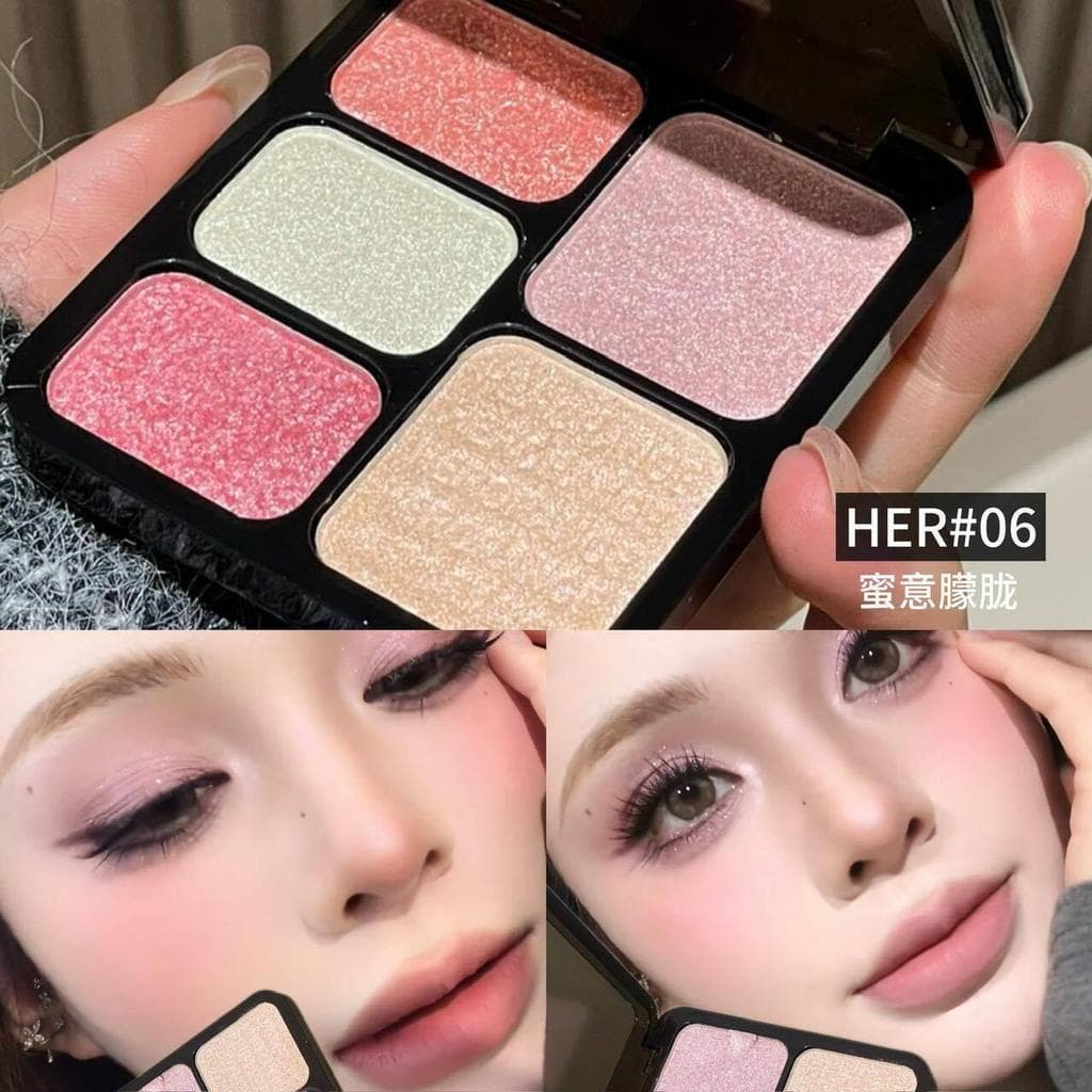 Paleta de sombras de cinco cores transparente Fairy Dream Feel Dream de alto brilho fosco perolado polarizado baixa satu