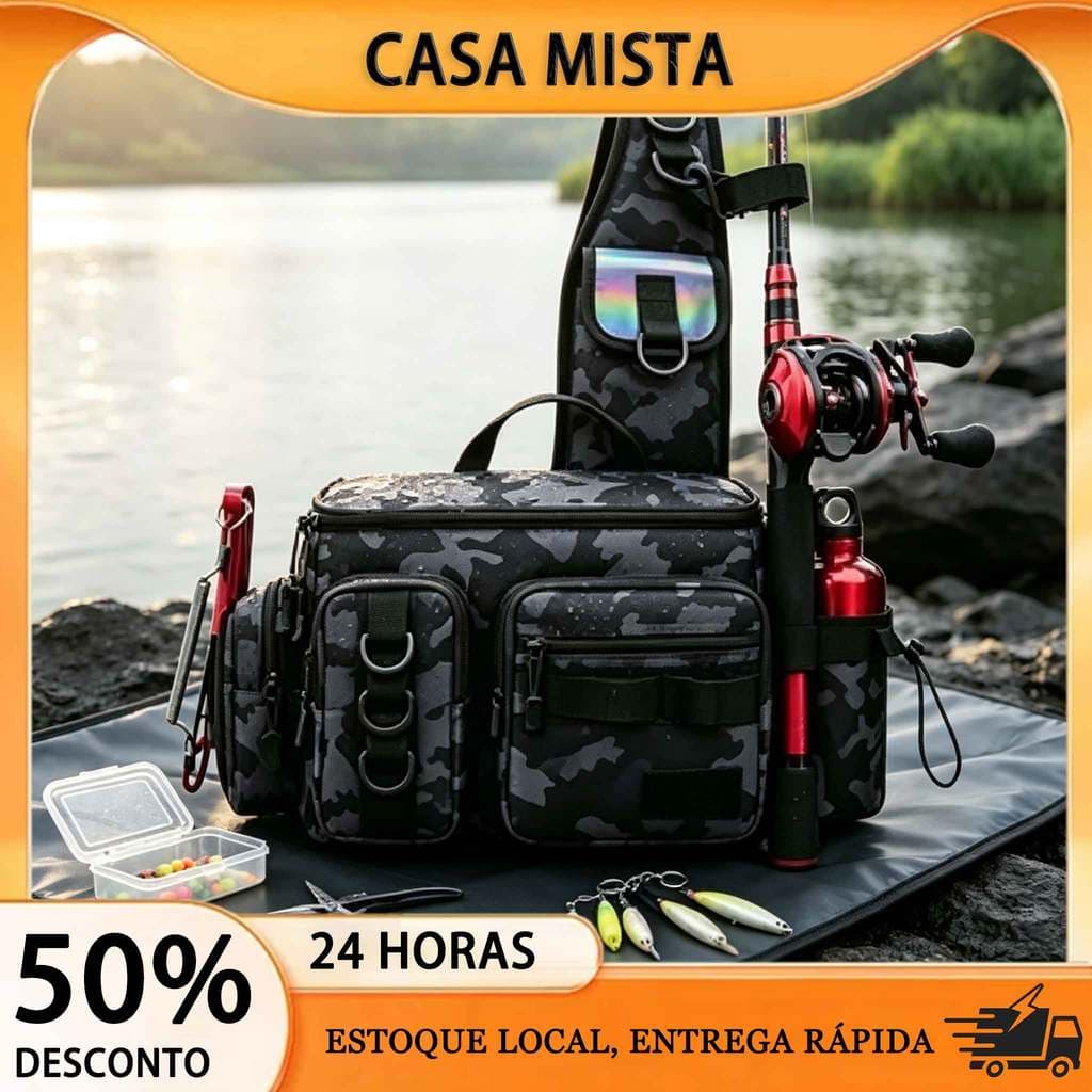 Bolsa Mochila para Pesca Resistente Grande Capacidade Armazenamento Acessórios de Pesca