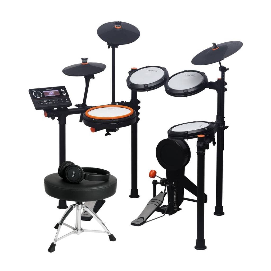 Bateria Eletrônica Medeli MZ537 Mesh Bluetooth USB Áudio/MIDI 39 Kits Ride Triple-Zone + Banco para Bateria e Fone