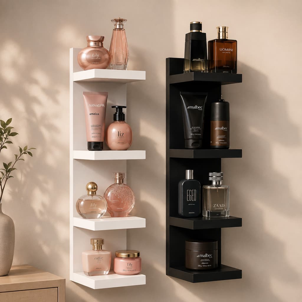 Torre de Prateleiras Estante MDF 85cm com 4 Prateleiras Branca para Quarto e Sala com Visual Clean
