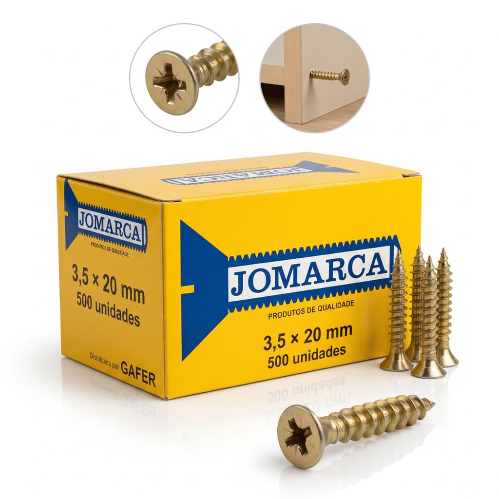 Kit 500 Parafusos 3,5x20mm Aço Carbono Zincado Flangeado Philips Para Madeira MDF Resistente Cor 3,5