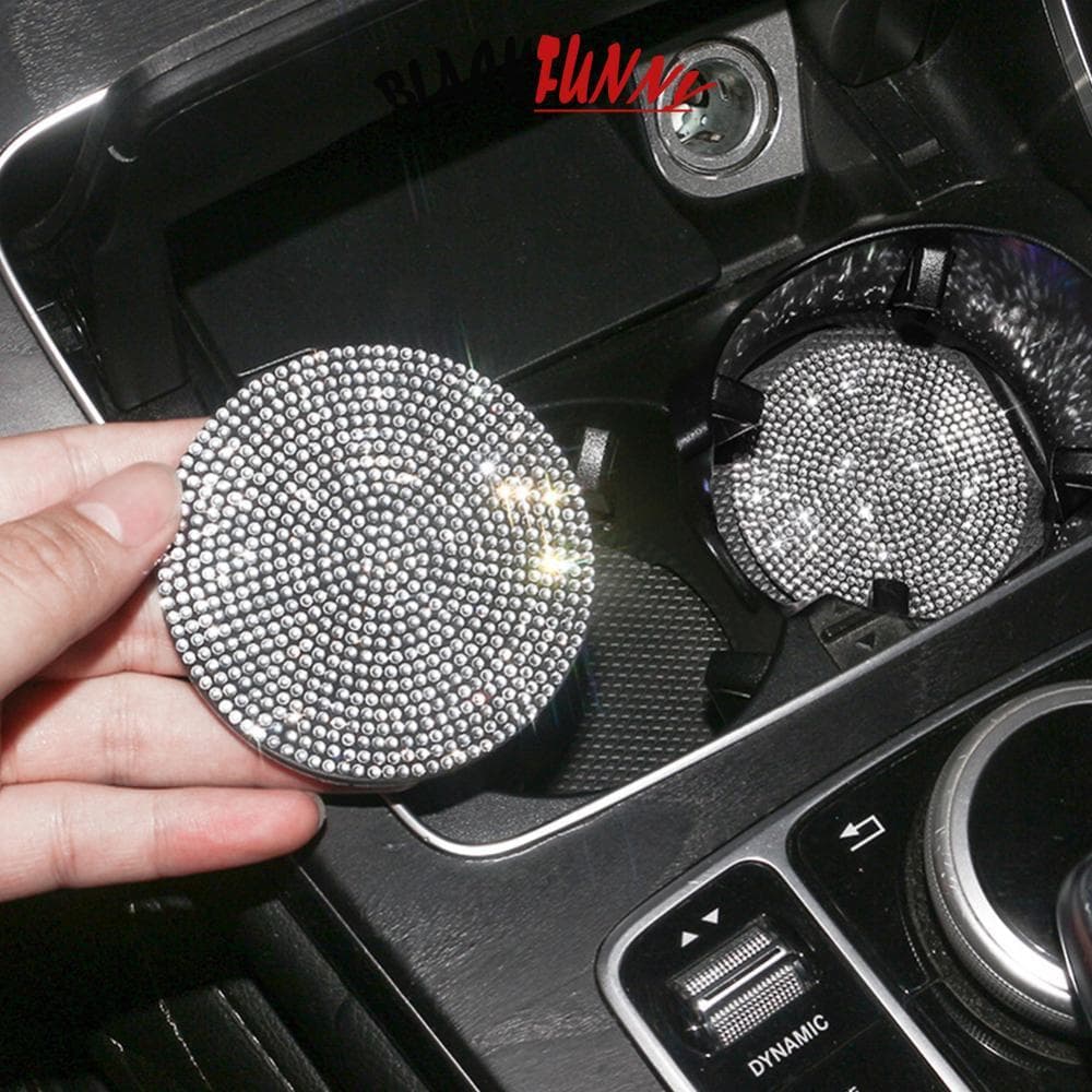 BLACKFUNNY 2 Pçs Porta-Copos De Carro Strass Copo De Água Antiderrapante À Prova De Choque Sílica Gel Almofada Suporte D