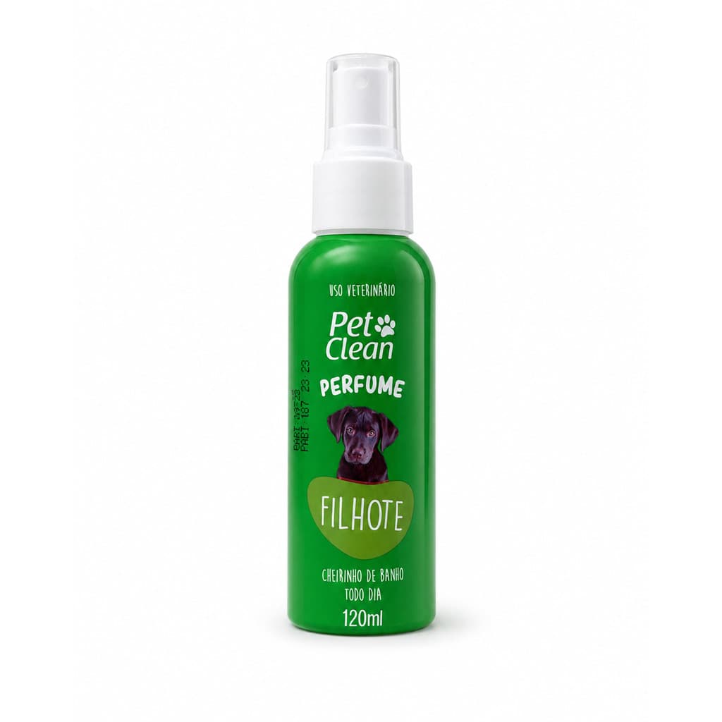 Perfume Pet Clean Filhote 120ml para Cães e Gatos Cheirinho de Banho Uso Diário Spray Pet