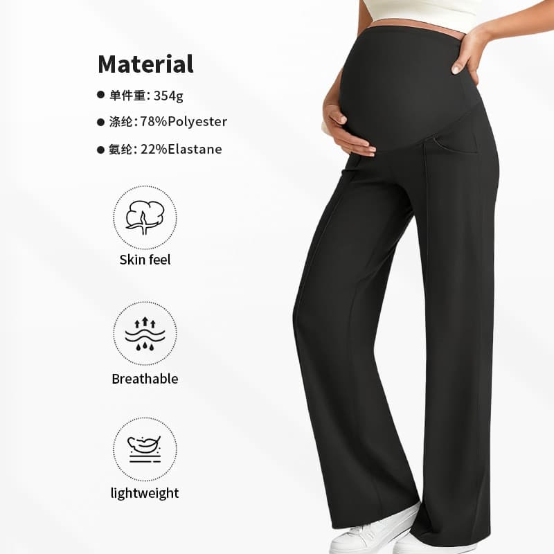 Calças de maternidade para outono e inverno, modelo longo, com suporte para a barriga, sem restrições, de perna larga, c