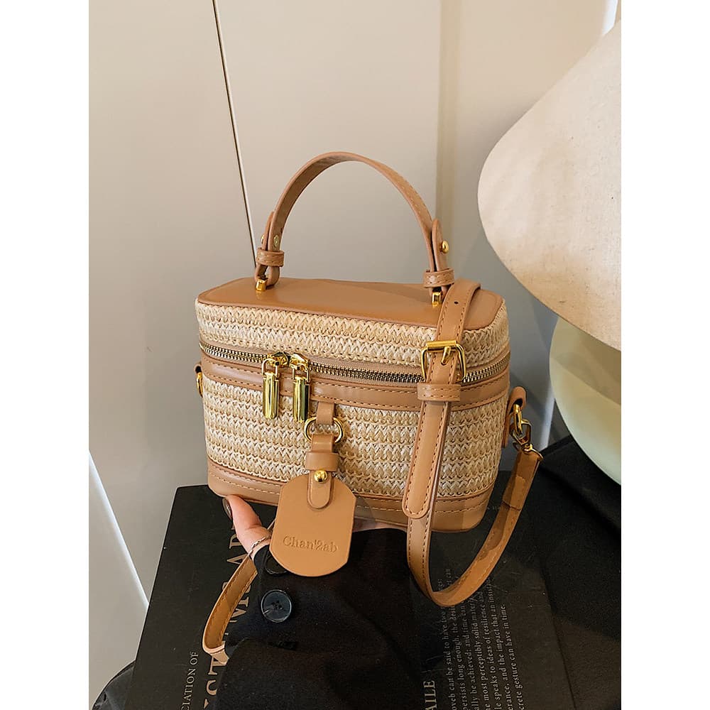 Bolsa bolsa feminina Estilo de férias tecido portátil pequeno saco feminino 2026 novo estilo na moda moda caixa de palha