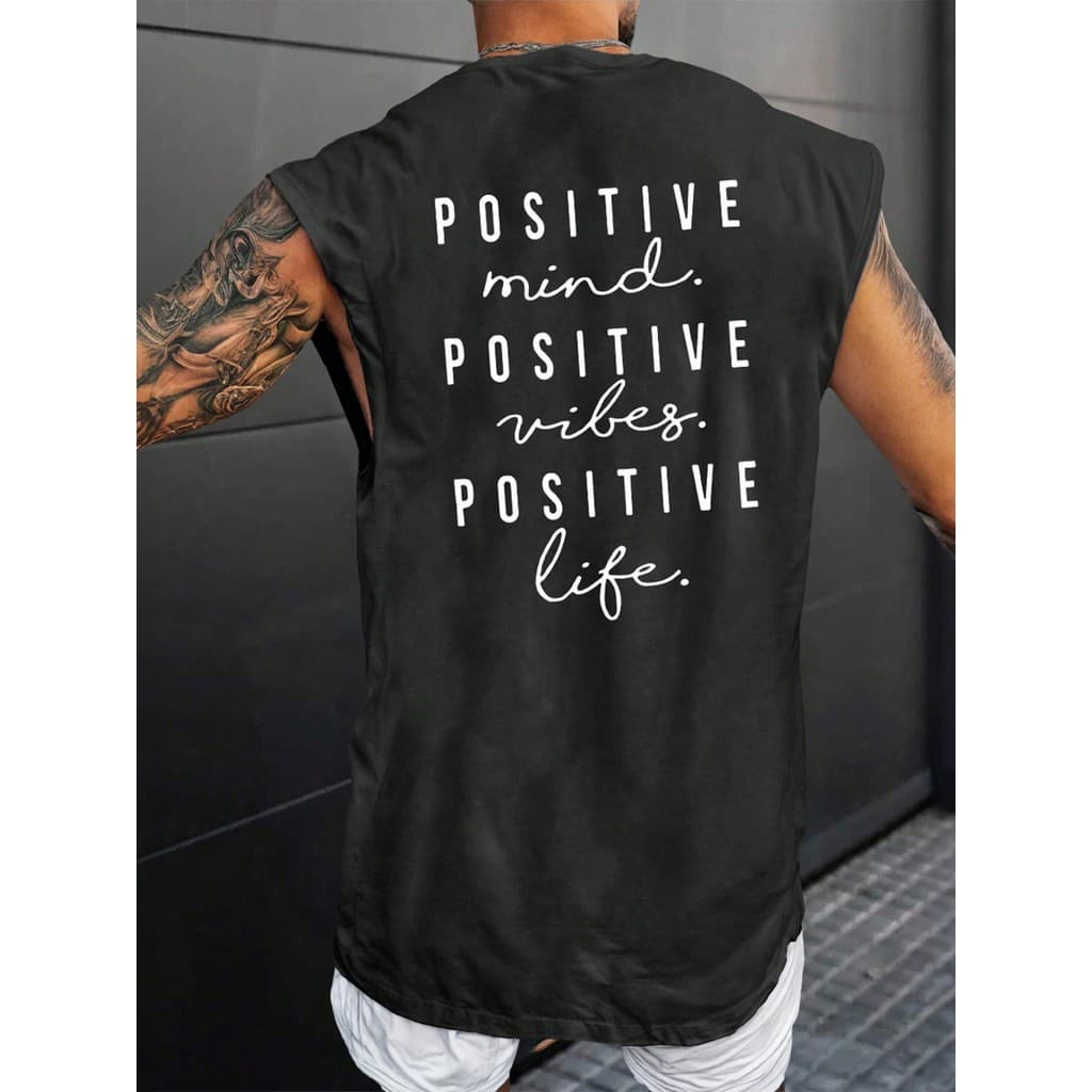 Regata Machão Masculina 100% Algodão Positive Minds Regata Confortável Estampada Academia