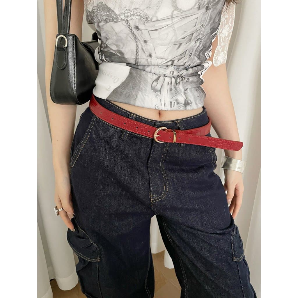 cinto feminino cinto feminino plus size Cinto vermelho feminino High-End padrão de crocodilo Jeans decorativo com Design