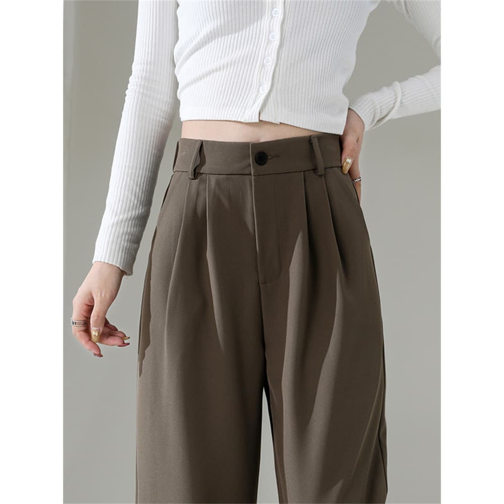 Terno calças de perna larga feminino forma de pêra corpo tamanho grande primavera outono cintura alta mais magro olhar c