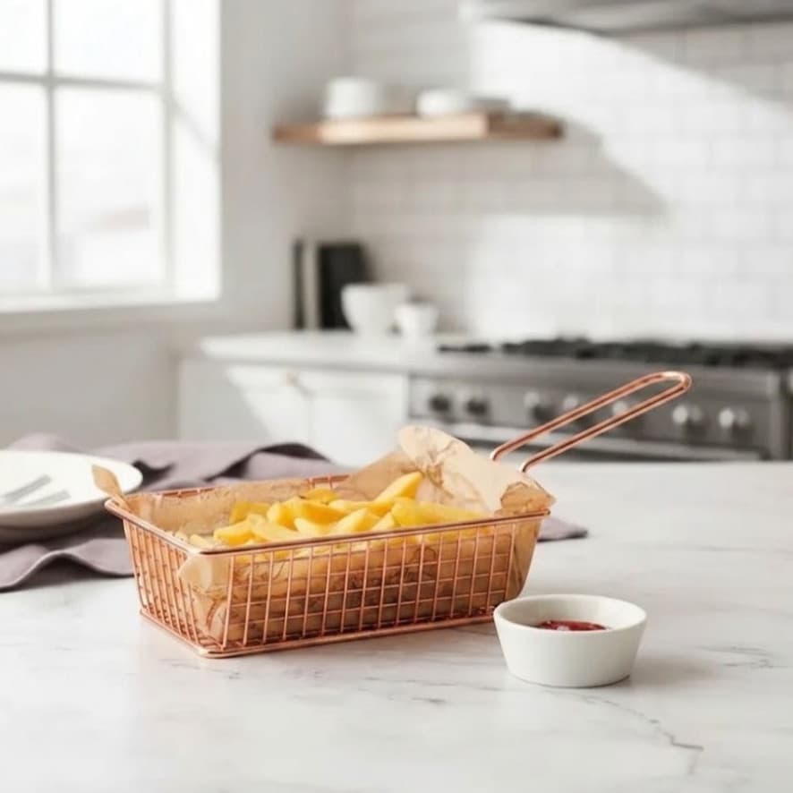 Mini Cesto de Ferro Para Servir Batata Frita Porções Quentes