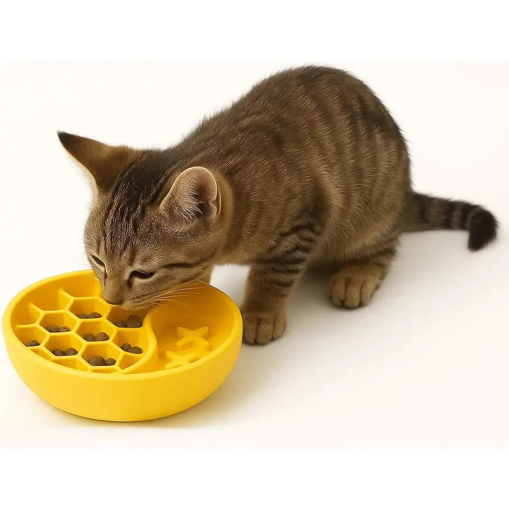 Comedouro Lento Anti Stress Para Cão E Gato 3d Avuk Pet Cor Laranja