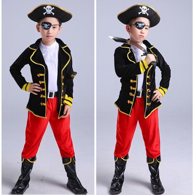 Fantasia infantil de Halloween, menino, pirata, rei, dramatização, príncipe, menina branca, personagem de conto de fadas