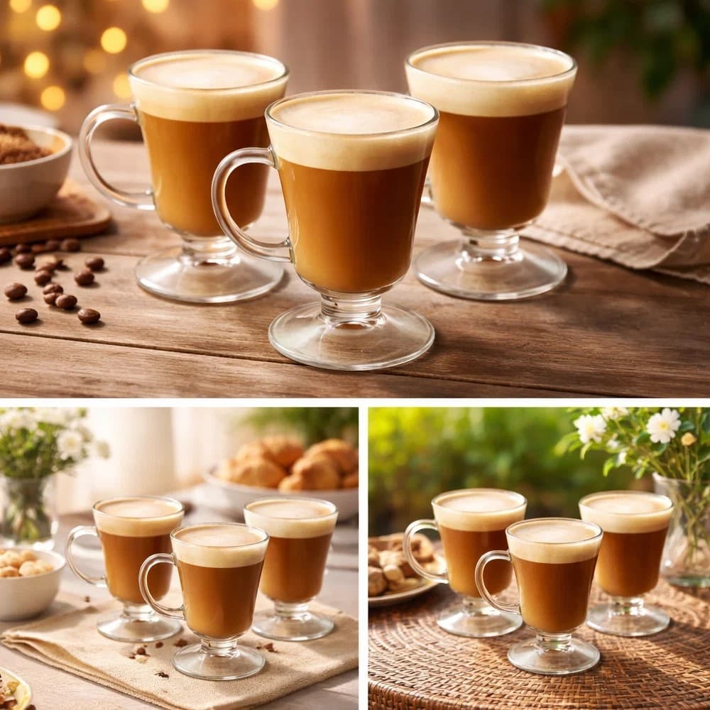 3 Peças de Caneca Cappuccino Vidro 250ml