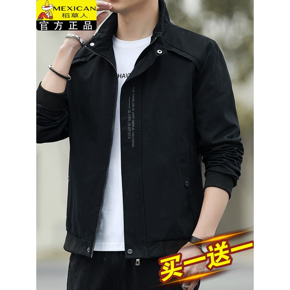 Espantalho outono novo estilo jaqueta masculina à prova de vento roupas superiores gola alta macacão berinjela Casual ja