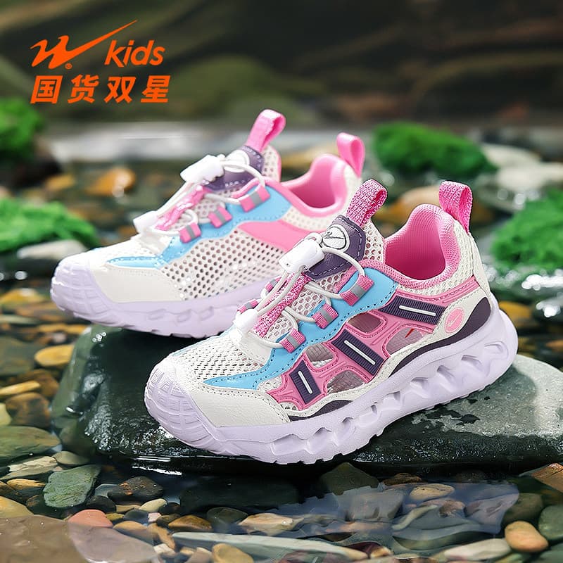Dupla estrela meninas sapatos 2026 novo estilo verão estilo fino malha respirável única malha meninas crianças rio Upstr