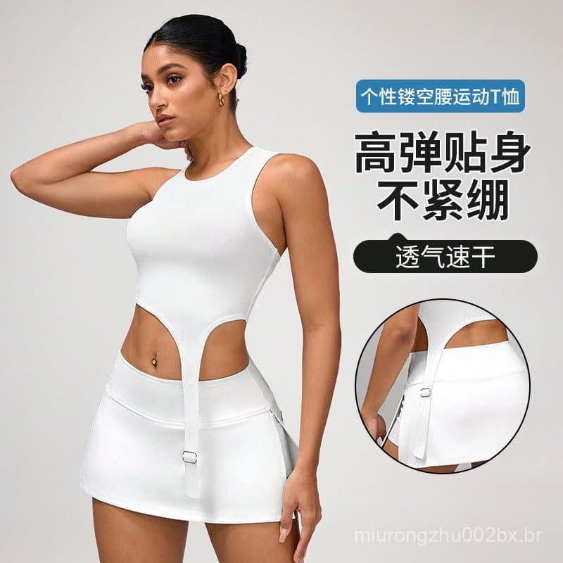 Top de yoga personalizado para mulheres, estilo europeu e americano, top esportivo, camiseta fitness, top racerback, top