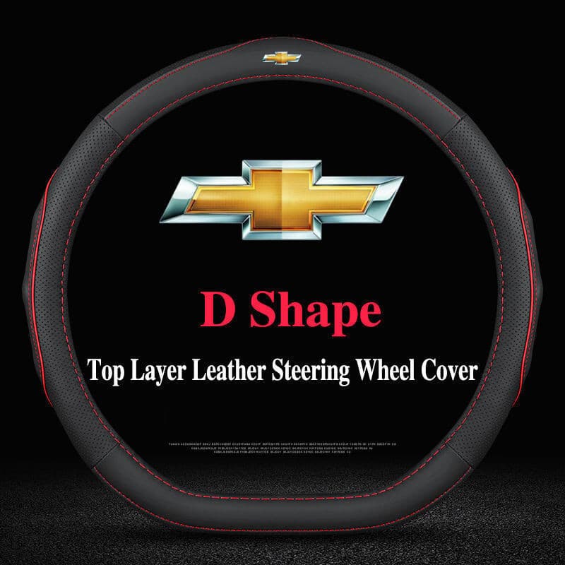Capa para Volante de Carro Chevrolet 38cm em Couro de Primeira Camada Sem Cheiro Respirável Absorvente de Suor Antiderra