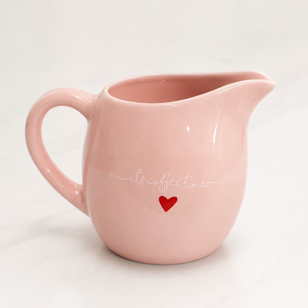 Leiteria Lamour de Porcela Hauskraft 245ML Rosa com Coração