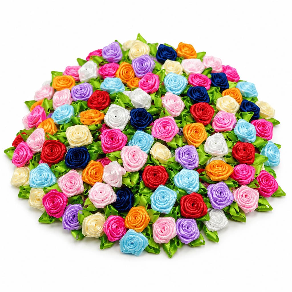 Florzinha Rococó 25mm Fita Cetim  Kit 30 50 ou 100 Unidades Artesanato Laços Tiaras Arranjos e Acessórios Personalizados