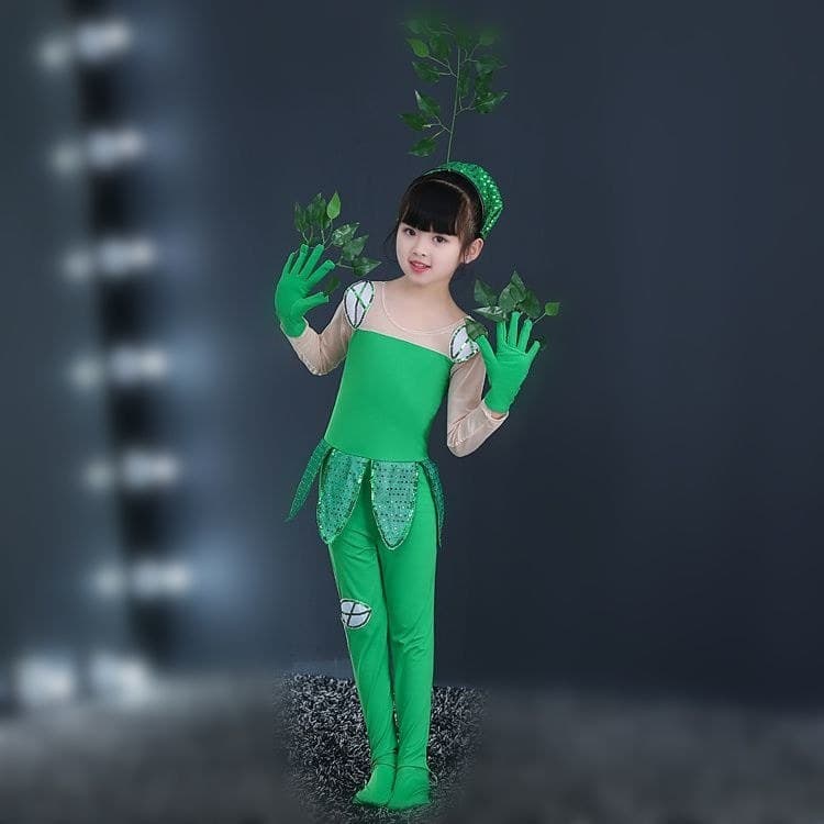 Beijo minha pequena árvore traje de dança infantil árvore grande pequena grama verde palco desempenho traje 9.4