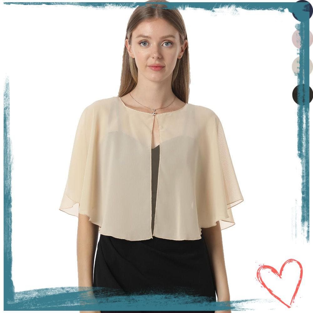 MIHAN Xales Macios , Capelete De Chiffon Estilo Transparente E Elegante , Envoltórios De Vestido De Noite Com Design Lev