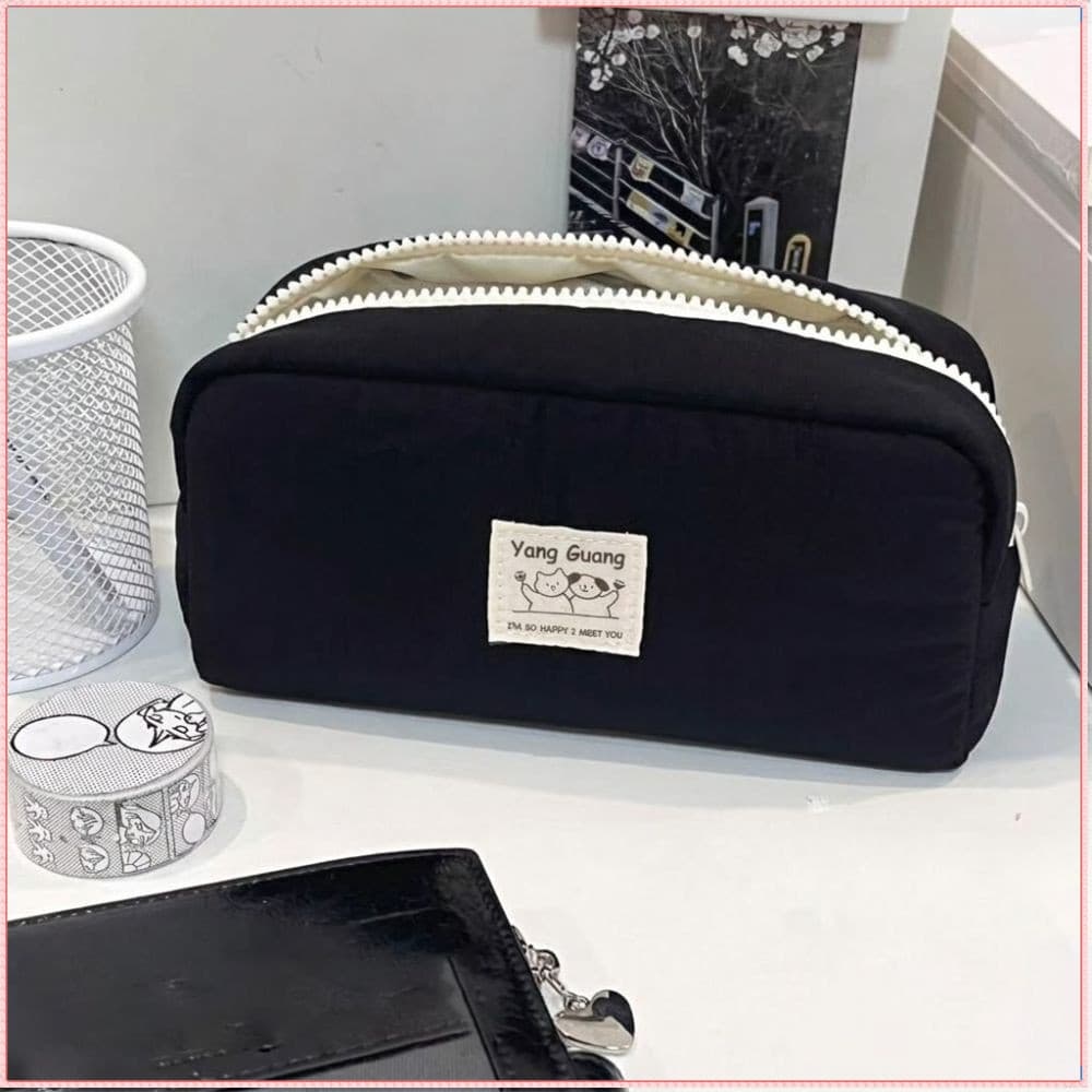 Bolsa Para Caneta  , Lápis De Grande Capacidade De Desenho Animado , Cosmética De Lona De Cor Sólida Estudantes