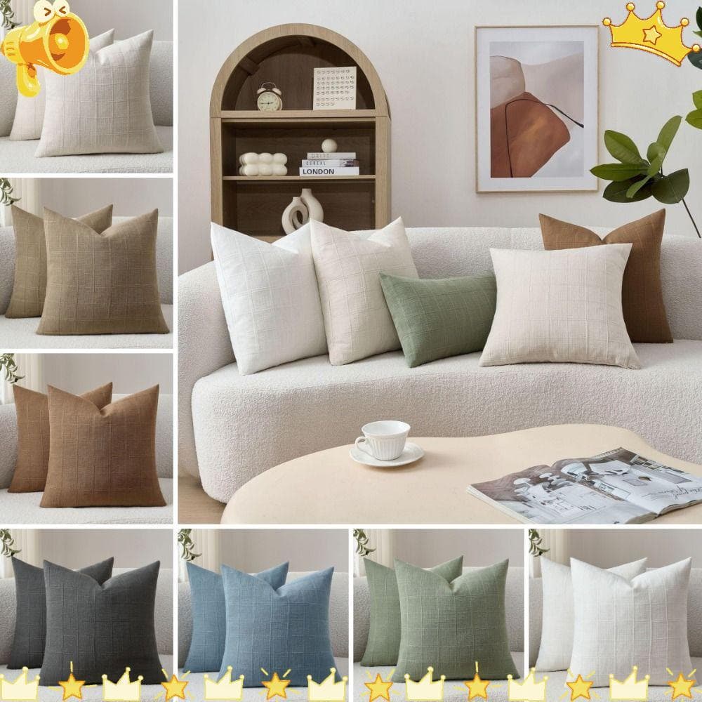 Capas De Almofada , Estilo Boho Com Padrão De Verificação , Capa De Almofadas De Poliéster 45x45cm