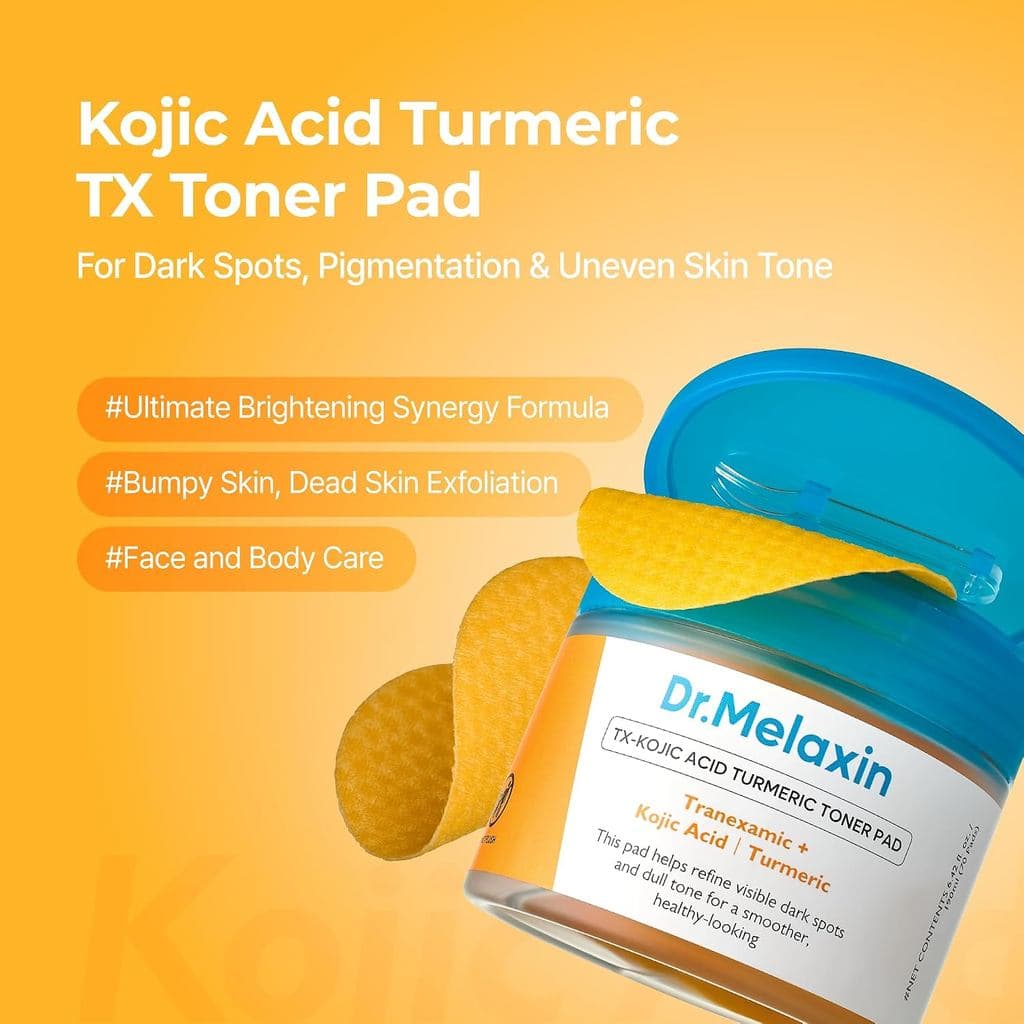 Dr.MelaxinTX Discos de Tônico com Ácido Kójico e Cúrcuma, com Ácido Tranexâmico, Discos de Tônico Iluminadores para Cuid
