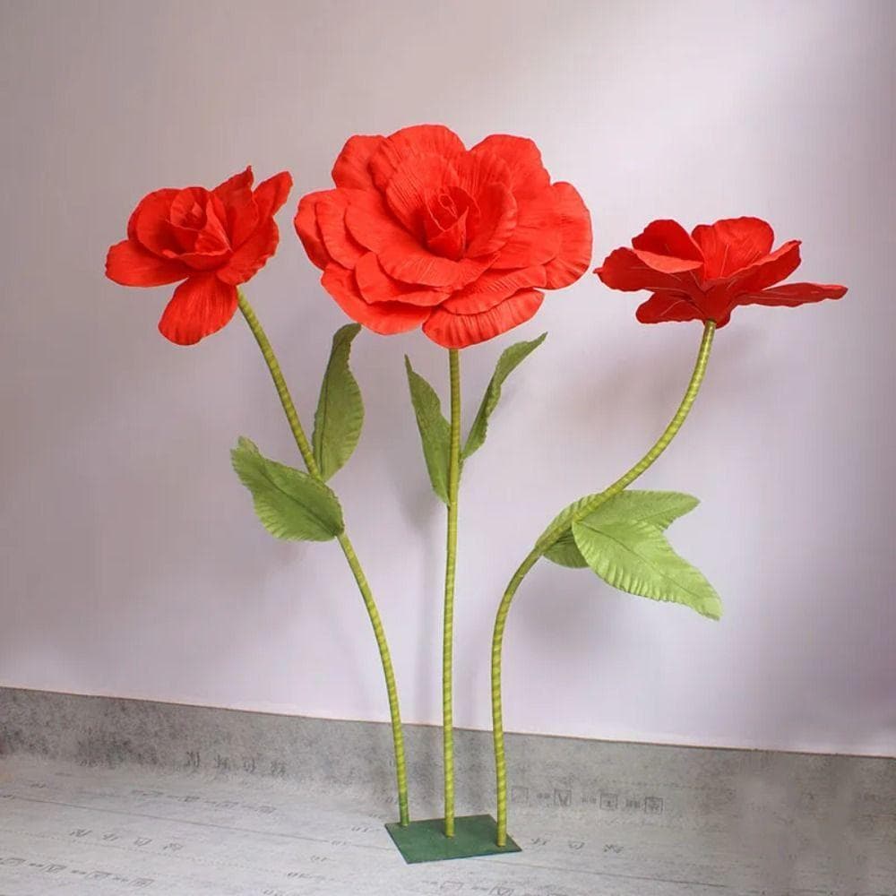 SUEBR Simulação De Flores De Rosa , 30cm Artificiais De Espuma De PE , Fundo Gigante De Peônia Falsas Ramo Estrada