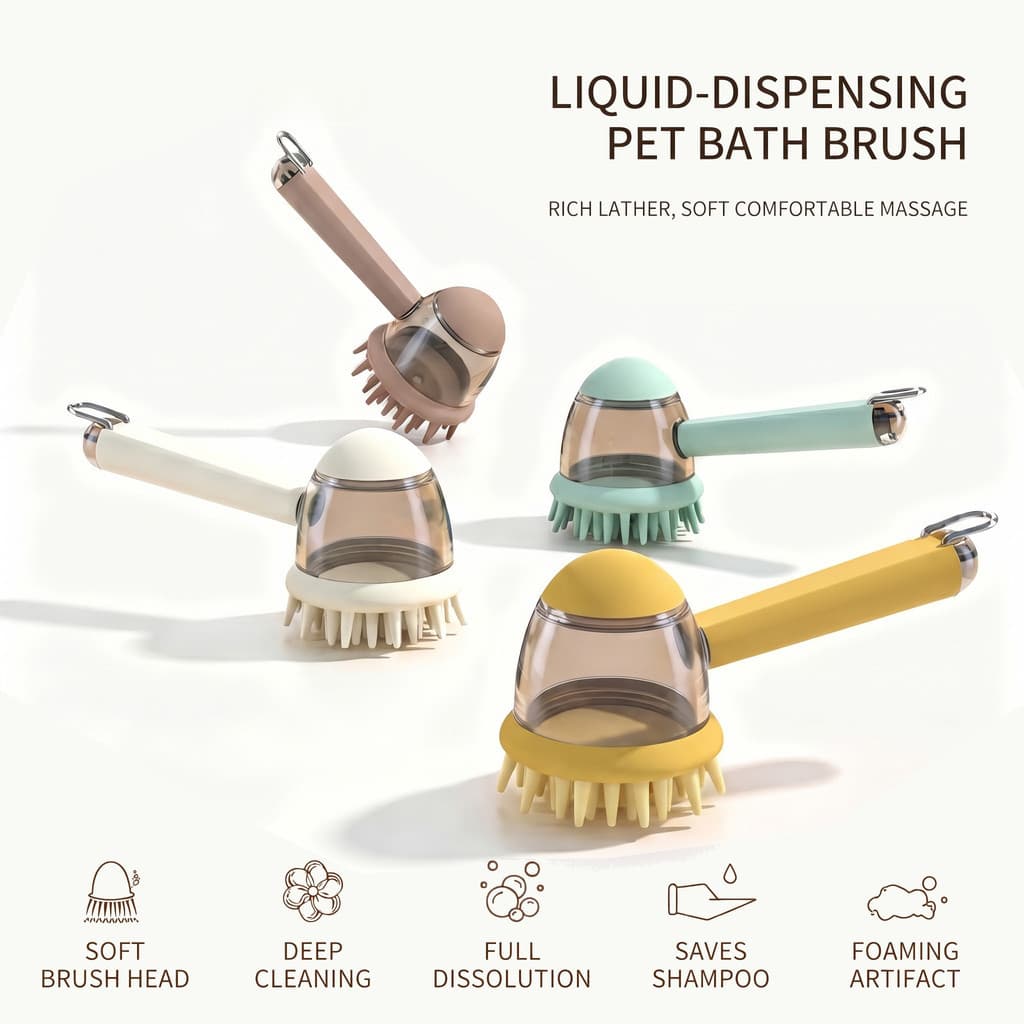 Escova de banho para animais de estimação, escova de banho para cães e gatos, escova de massagem de Silicone, pode conte
