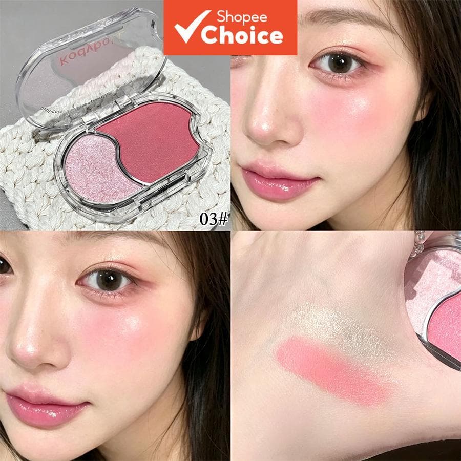 Kodyboll Paleta de Maquiagem Bicolor, Blush Multifuncional, Sombra e Iluminador para Maquiagem Radiante no Dia a Dia e