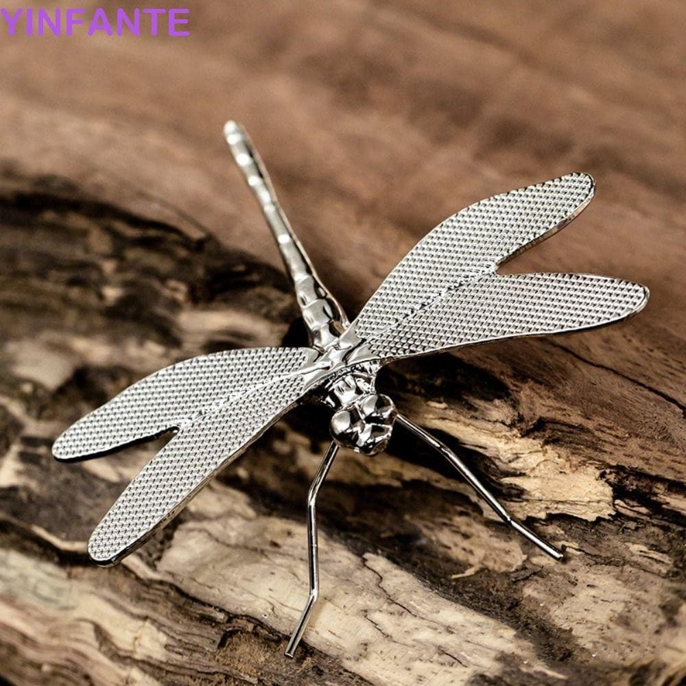 Ornamento De Libélula YINFANTEWN , Pequena Simulação De Metal , 3D Seis Pés Mesa De Chá Para Animais De Estimação