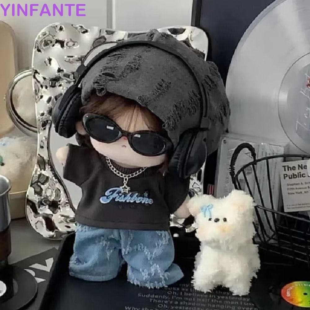 YINFANTEWN Roupas De Boneca De Algodão De 20cm , Idol Com Capuz Estilo Rua Pelúcia Legais Jeans