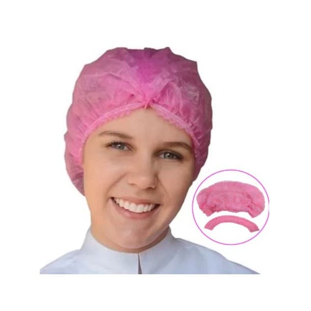 Toucas TNT Rosa Sanfonada Descartaveis com Elastico Touca Rosa Descartavel