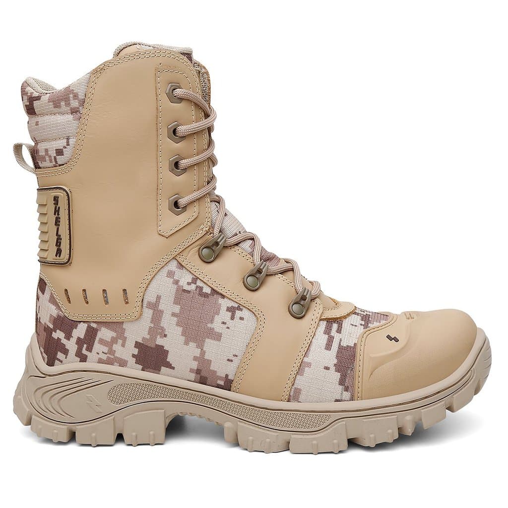 Bota Shelga Commander Couro Legítimo e Lona Reforçada - Areia Camuflada