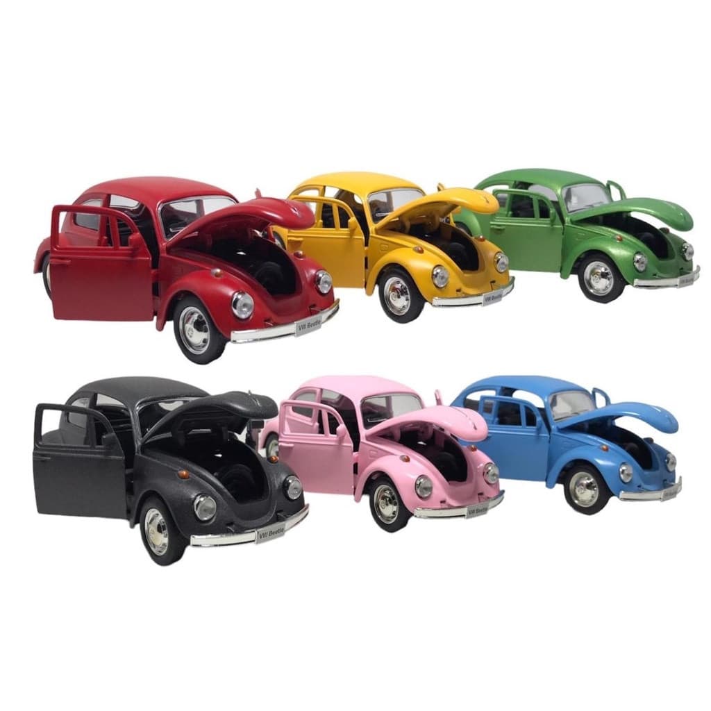 Carrinho Miniatura De Ferro Fusca Fusquinha Abre Porta Capô Cor Vermelho