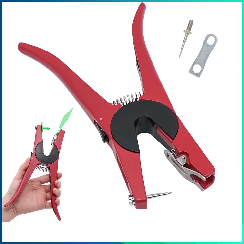 Vermelho Alicate Aplicador de Brincos, alicate Universal de marca de orelha de Animal adequado para vaca porco cabra
