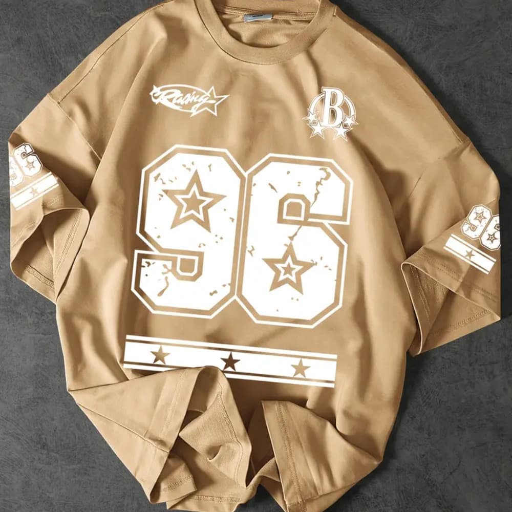 Camiseta Star NINESIX T-shirt Estilo Jersey College Streetwear P ao G3 Algodão
