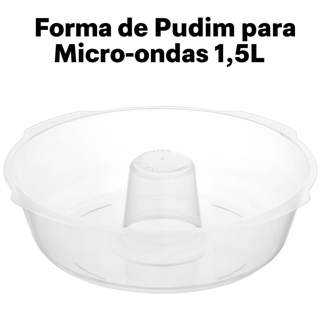 Forma de Pudim para Micro-ondas 1,5L – Plástico Resistente, Livre de BPA