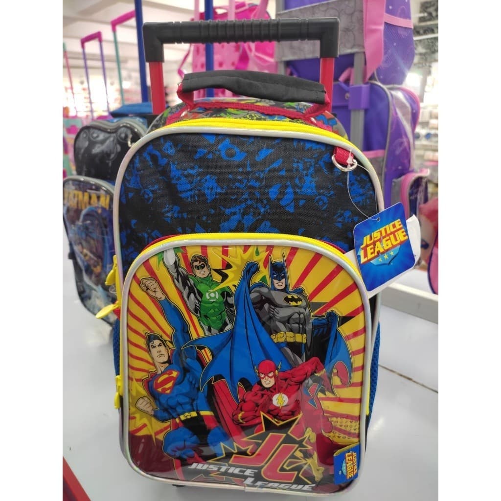 Mochila de Rodinhas Escolar Infantil Liga da Justiça - Pequena