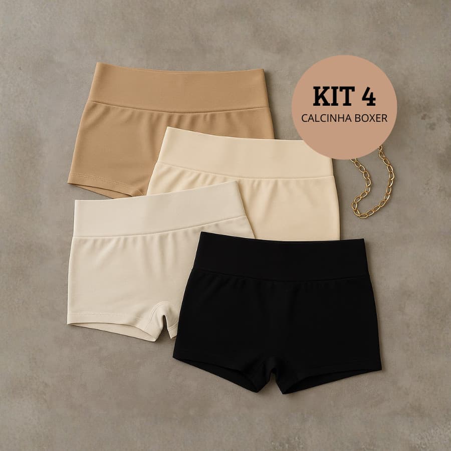 Kit 4 Calcinhas Boxer Feminina Sem Costura Cueca Poliamida Importado Promoção Shortinho Segunda Pele