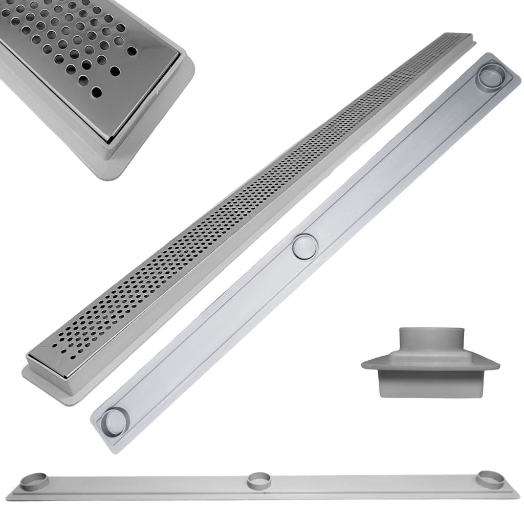 Ralo Raso Ideal para Laje e Apartamento Inox Perfurado 80cm col Cinza com Tela