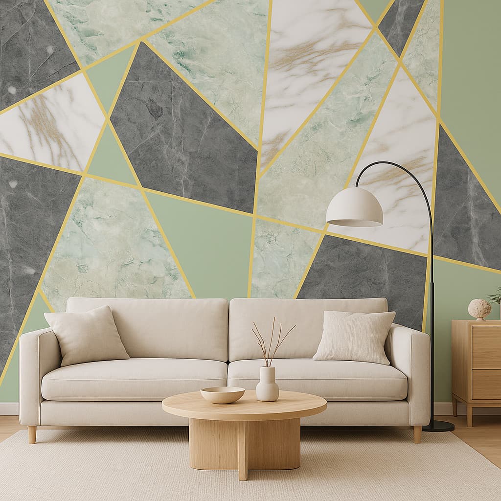 Papel de Parede Mármore Verde Geometrico M² ADESIVO PAREDE TODA