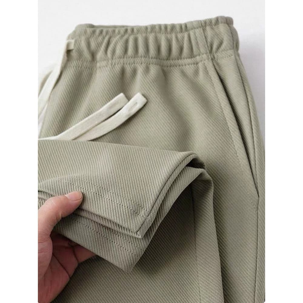 320g primavera outono sarja reta calças casuais senhoras novo estilo cor sólida solta Drape calças masculinas calças esp