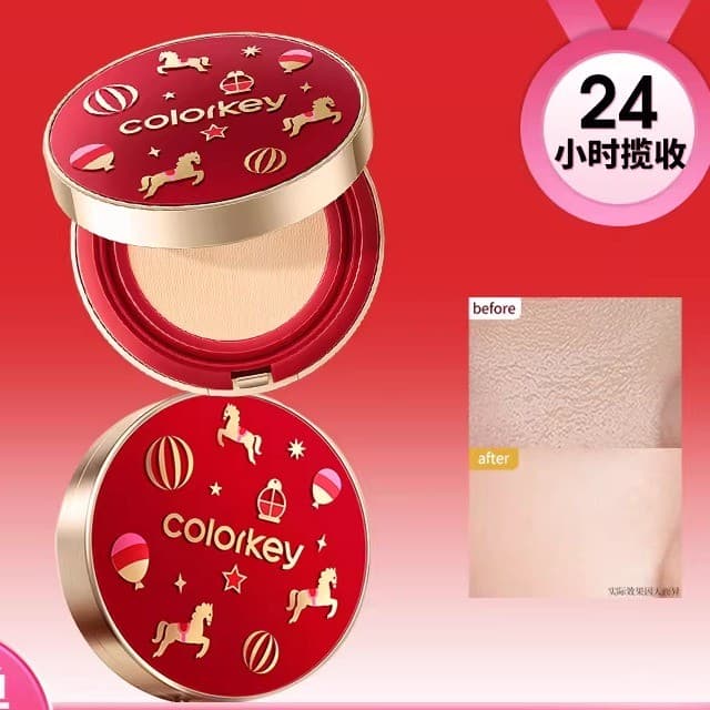 [Ano do Cavalo Limitado] Colorkey/Colorkey Camélia Almofada de Vidro Duplo Corretivo em Pó Paleta Portátil 12g