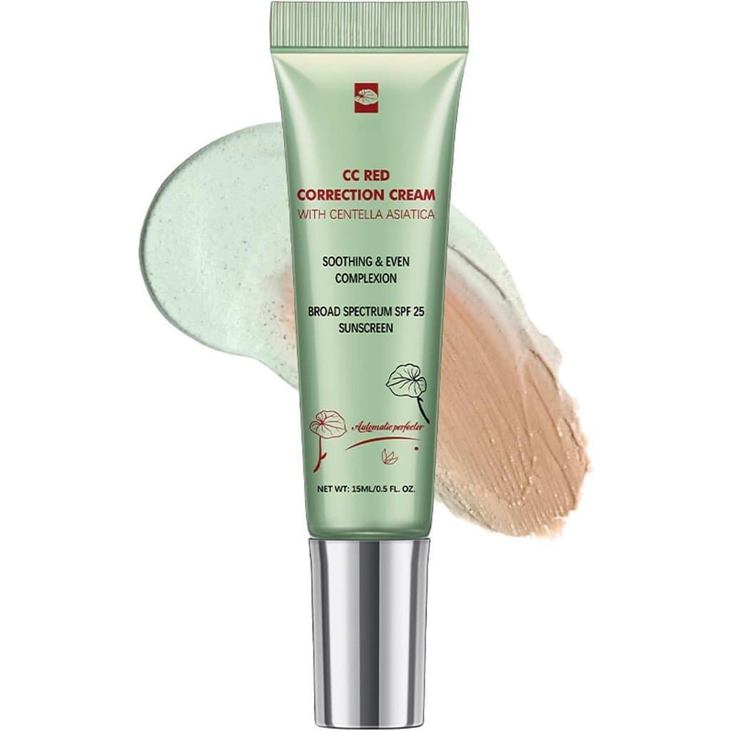 O creme CC vermelho contém centella asiática e é um hidratante de cor clara, também contendo corretor de manchas YYU7.