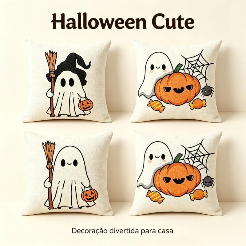 Almofadas Cheias Decorativa Infantil 45x45cm Dia das Bruxas