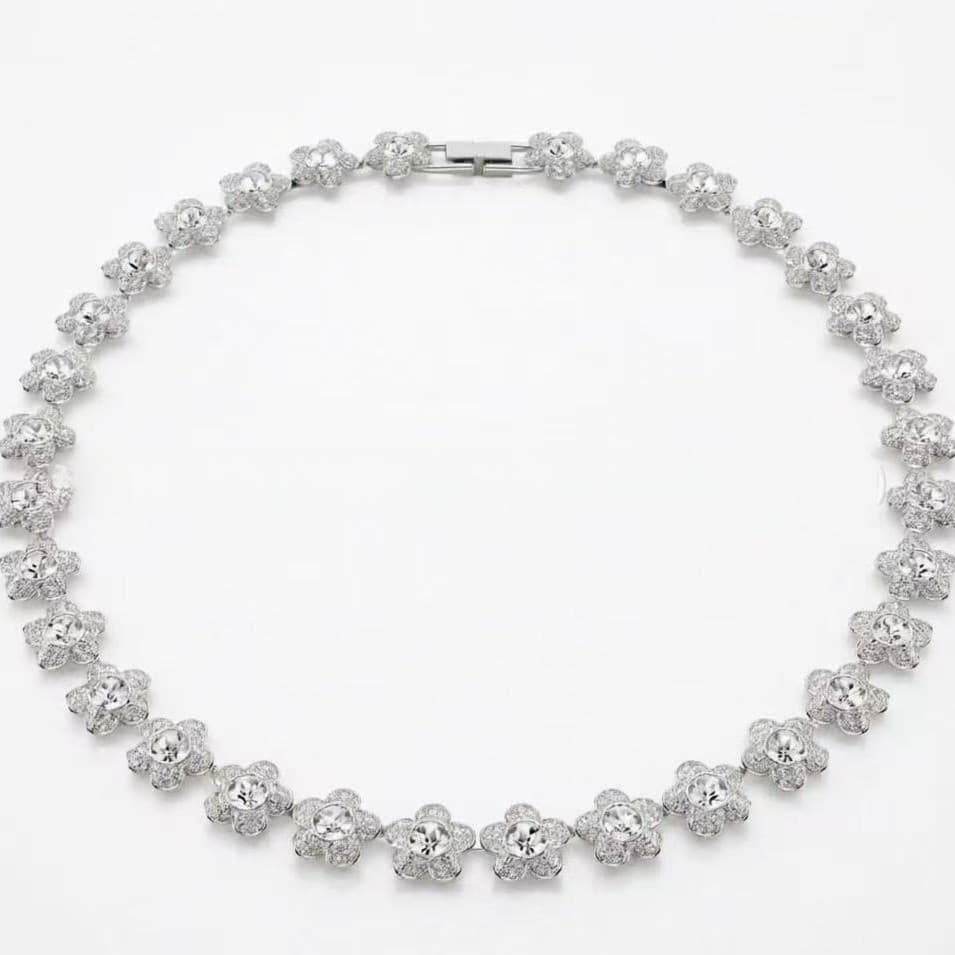 Colar feminino, em formato de cápsula, com design floral cravejado de diamantes, corrente requintada para clavícula, pre